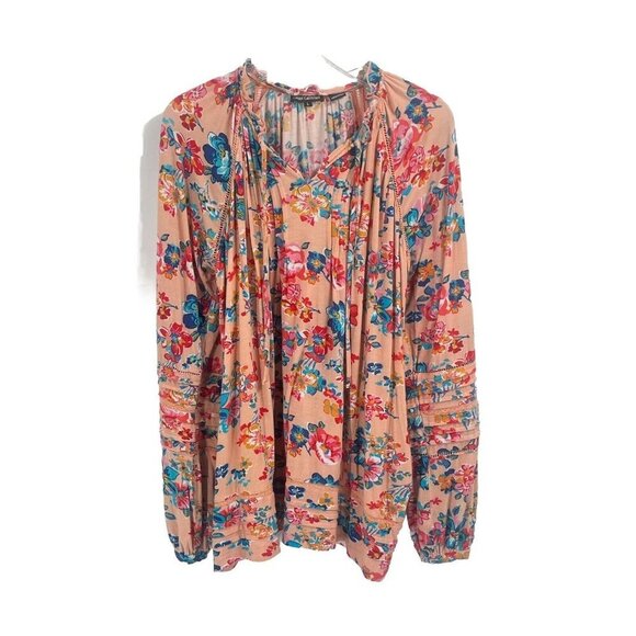 Tolani Floral Blouse Embroidered Boho Sz Large Boho Cottagecore Artsy - Picture 1 of 6